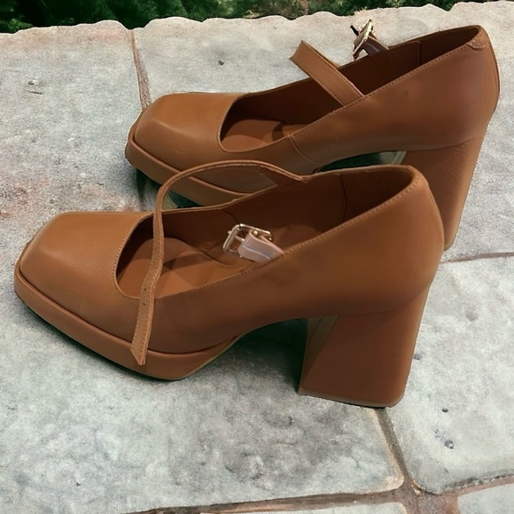 New Angel Alarcon x Anthropologie Zakia Mary Jane 10 Brown Leather Platform Shoe - Picture 5 of 10
